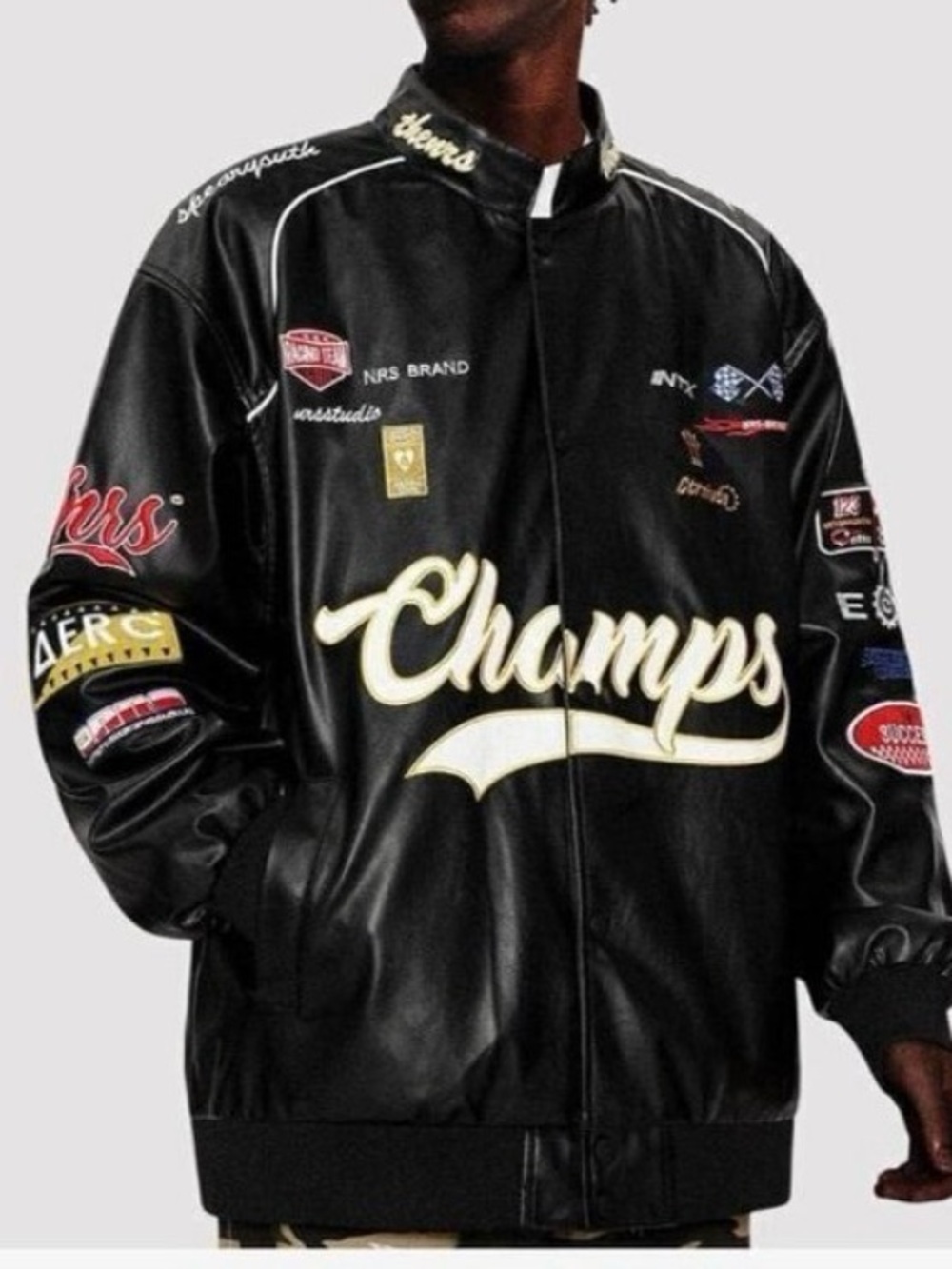 Elfric Eden Racing Jacket: Unisex Y2K Biker Streetwear pit to pit 26 (mix41)